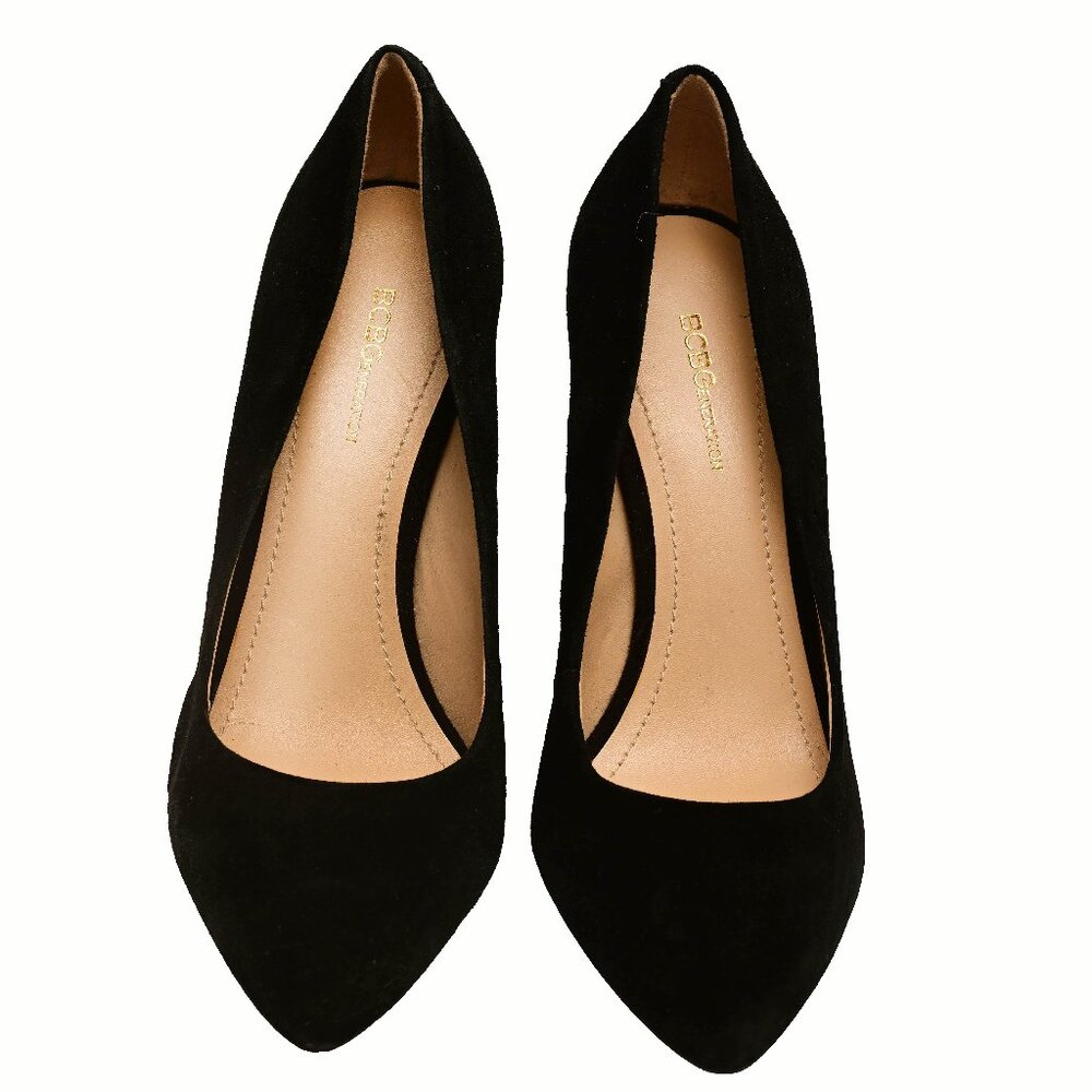 BCBG Black Suede Leather Pumps with Block Heel 7.5 M - Picture 10 of 12